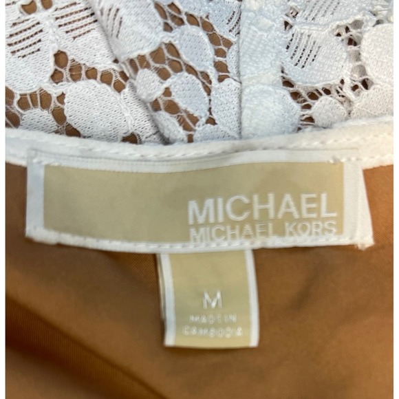 MICHAEL KORS MK White Nude Floral Lace V-Neck Cold Shoulder, Size M - Picture 6 of 6